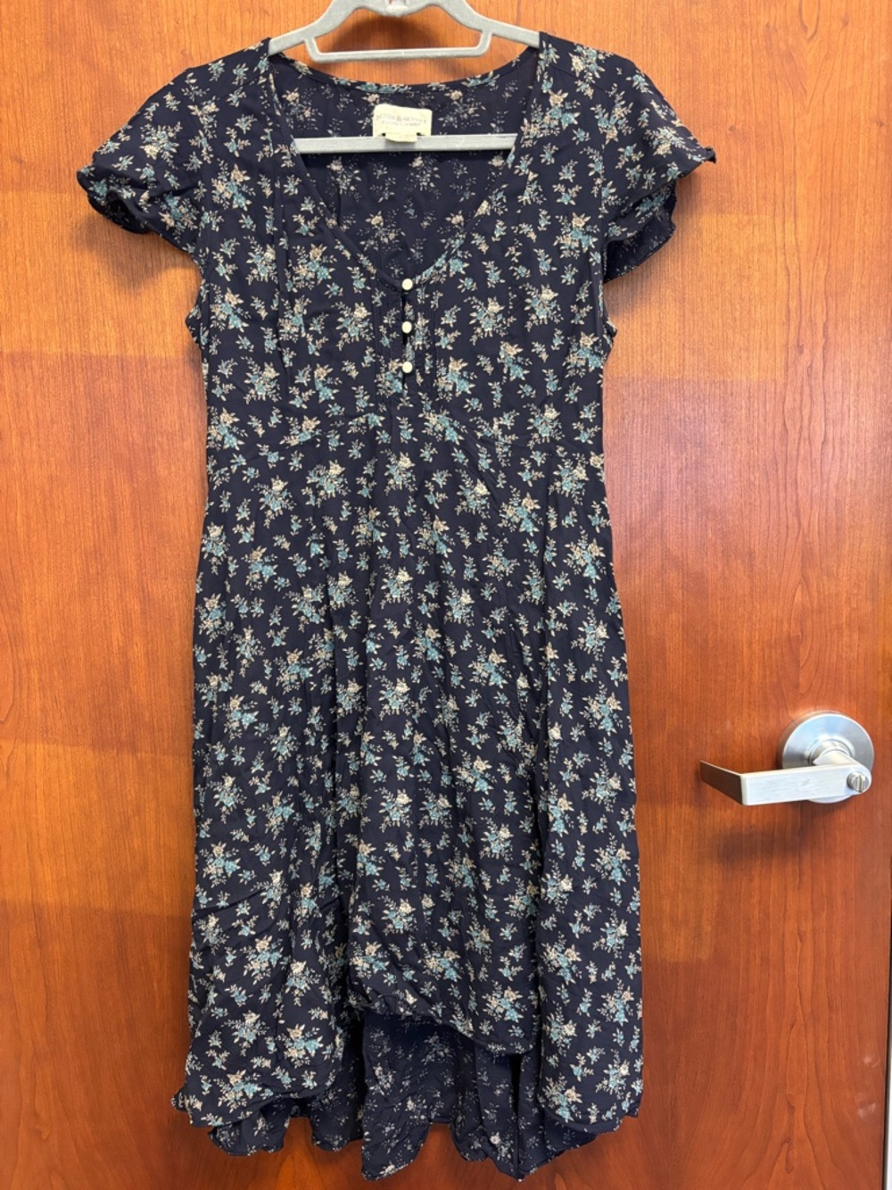 Vintage Denim & Supply Ralph Lauren Navy Floral Low Pintuck Cottagecore Dress